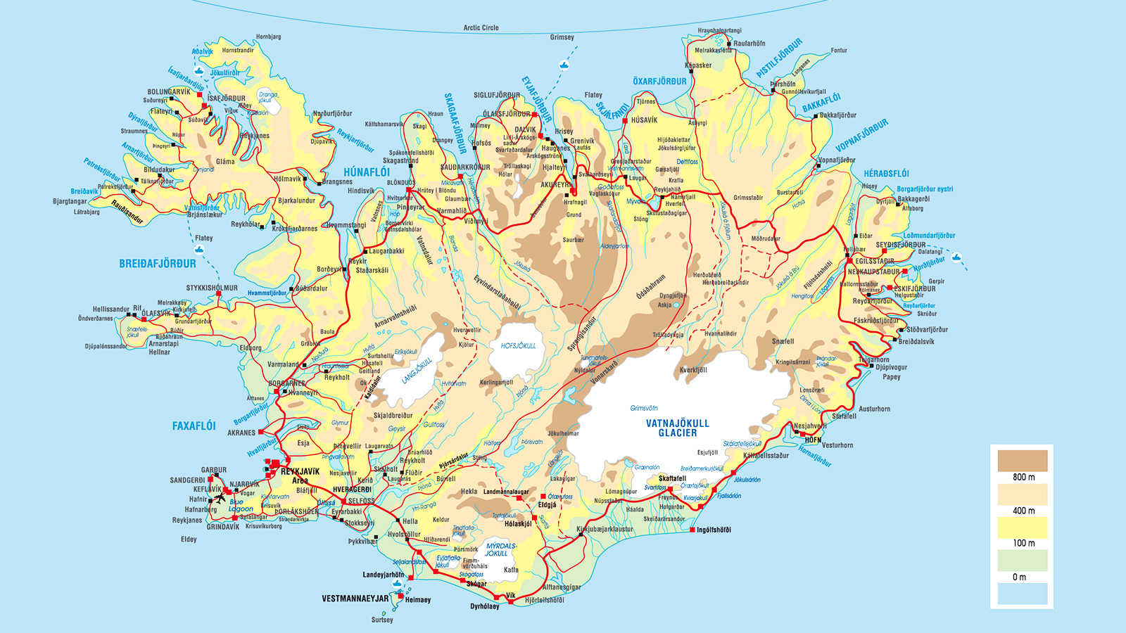 IJsland is met 103.000 km² ongeveer  3x zo groot als België