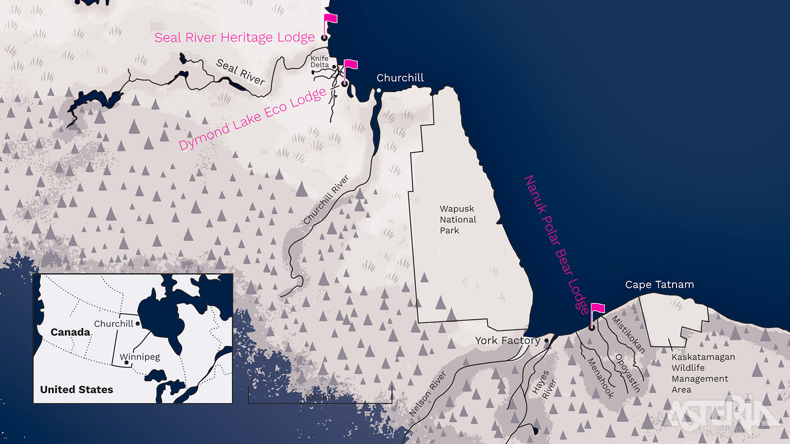 Uitvalsbasis voor dit avontuur is de Nanuk Polar Bear Lodge in het hart van de Kaska Coast in het zuidelijk deel van Hudson Bay