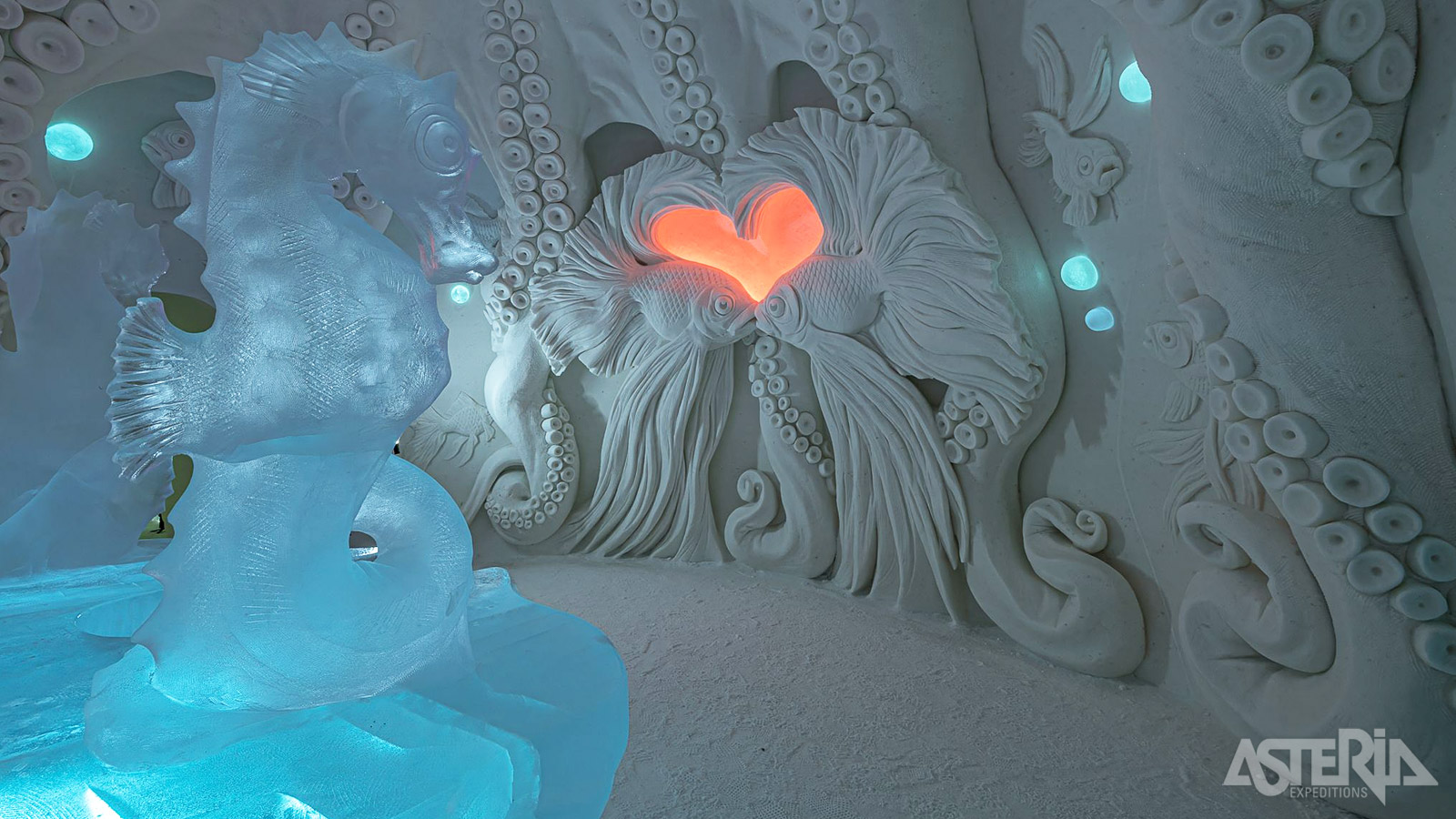 Elk jaar opnieuw wordt het Snow Village volgens een uniek thema opgebouwd uit sneeuw en ijs