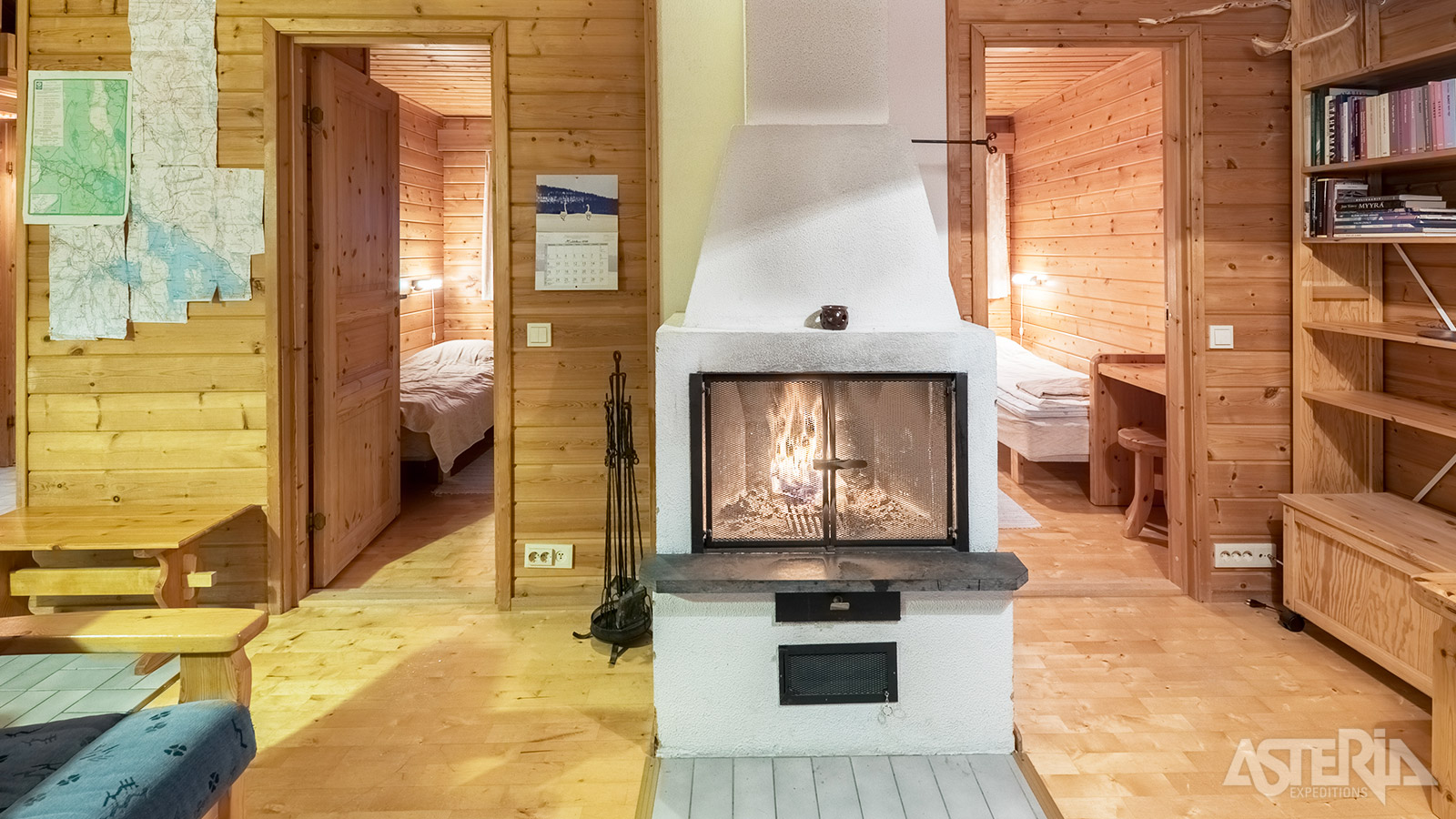 Elke chalet beschikt over een open haard en eigen sauna