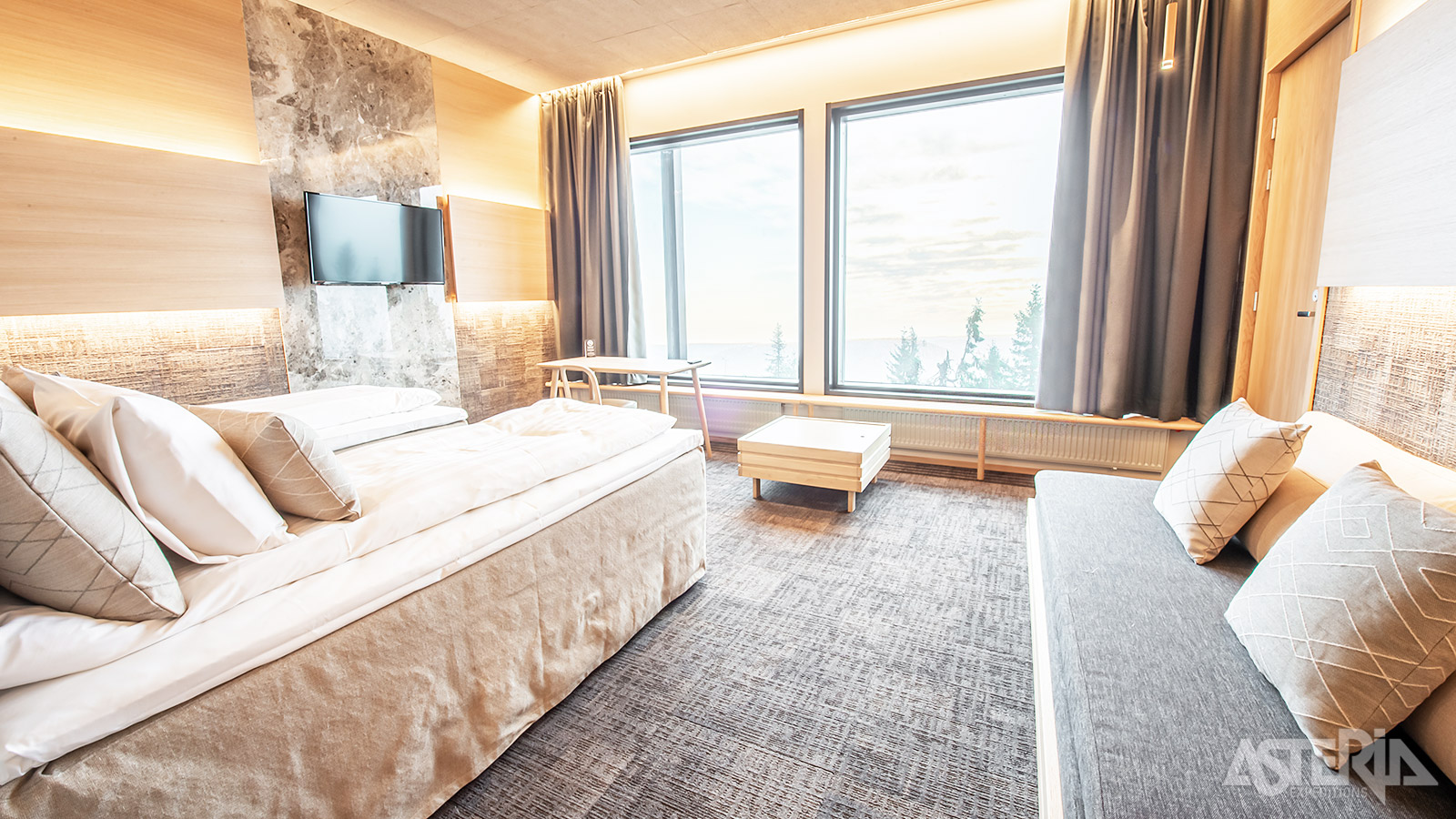 Superior Rooms combineren modern comfort met een prachtig zicht over de besneeuwde heuvels