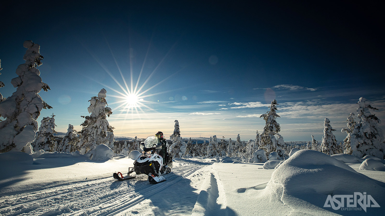 Ervaar de thrill van een sneeuwscoottocht door de winterse wildernis van Fins Lapland