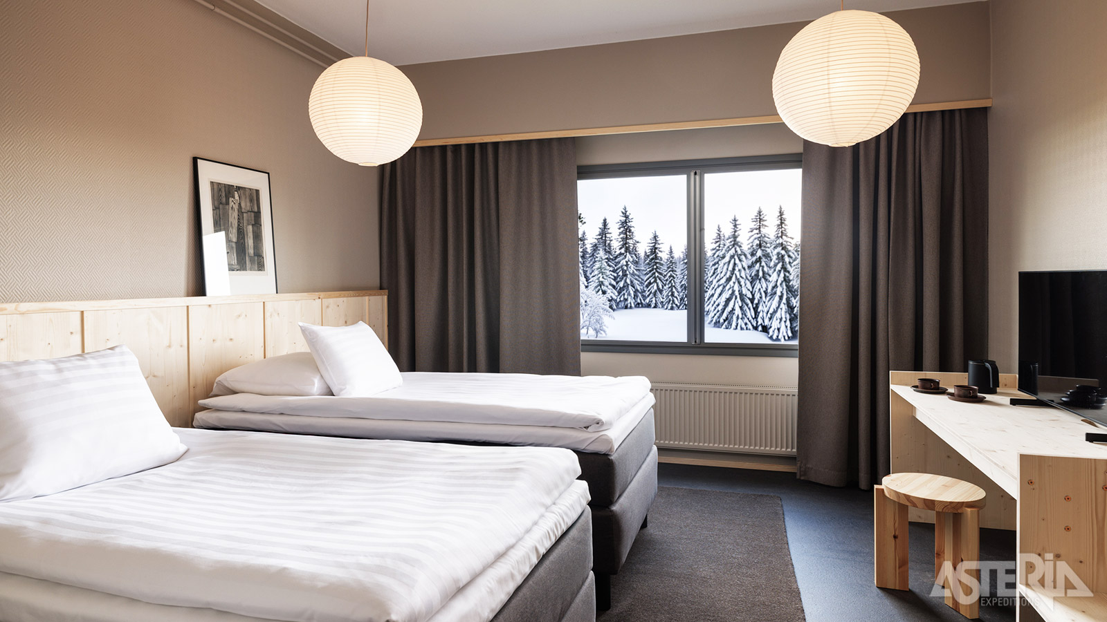 Hotel Pikku-Syöte biedt verschillende kamertypes, zoals deze Tar/Wool Loft