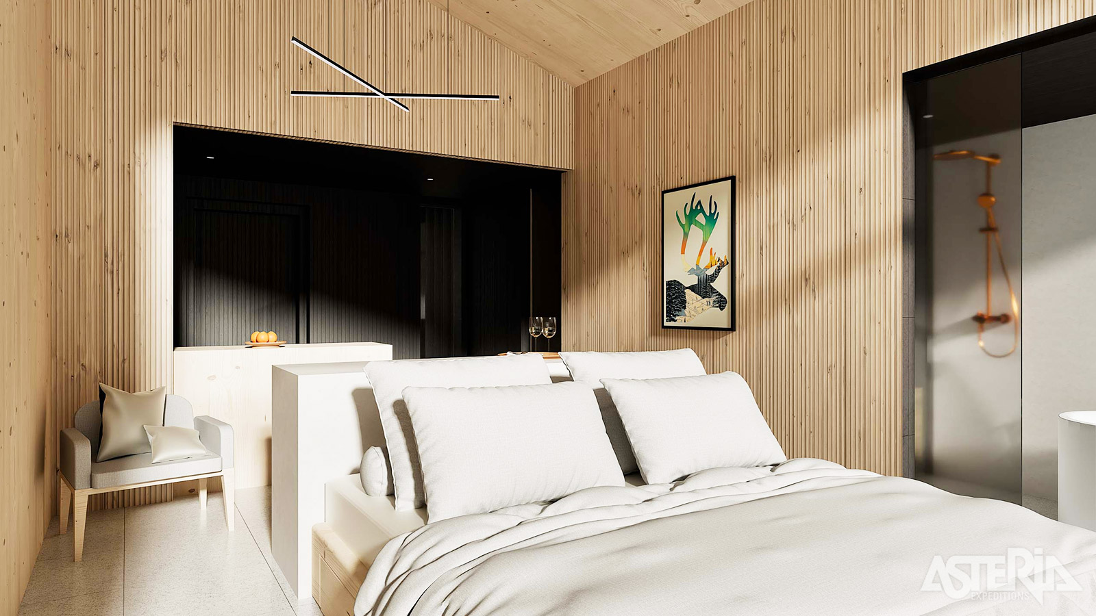 De luxueuze Arctic Sauna Suites zijn ontworpen om optimaal van de omgeving en de sterrenhemel te kunnen genieten