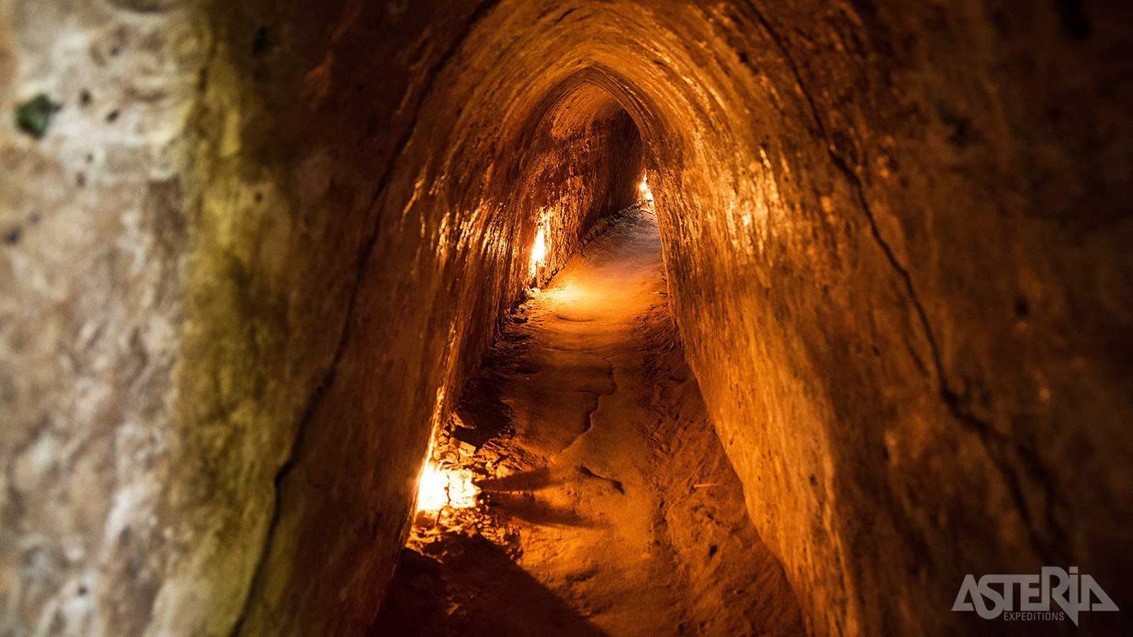 Het Cu Chi Tunnelcomplex, een 200km lang netwerk van tunnels dat door de Vietcong werd gebruikt om de Amerikanen te misleiden